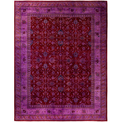 Tapis mauve en laine noué à la main de style moderne et contemporain Cairn 9 pi 2 po x 11 pi 10 po