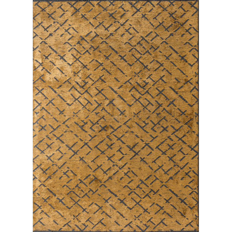 Orange Geometric Luxury Area Rug, Rectangle 7'10" x 11'2"