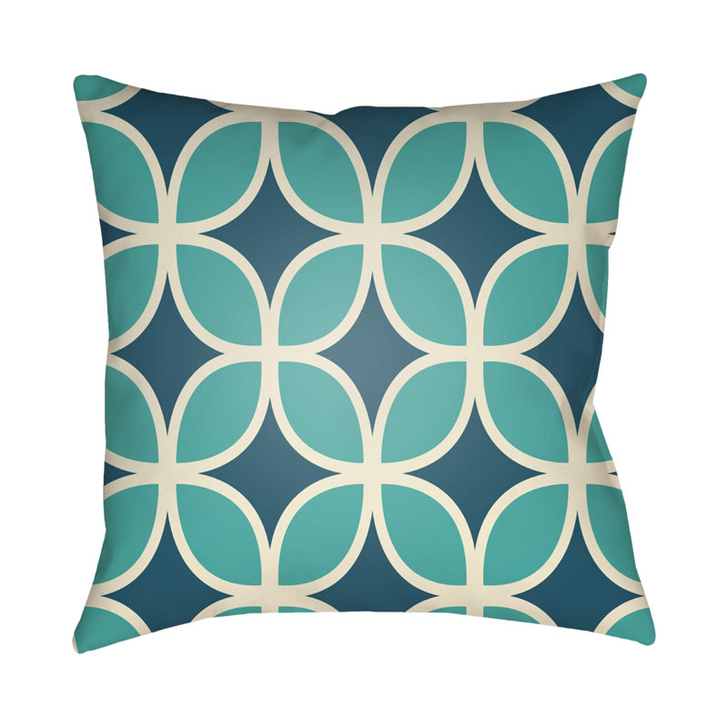 Moderne Geometric Outdoor Throw Pillow, 18" H x 18" W x 4" D, Magenta