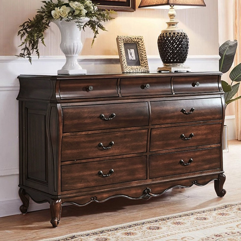 Buffet en bois de noyer massif, Noyer, H 37,8 po x l 62,99 po x P 17,72 po
