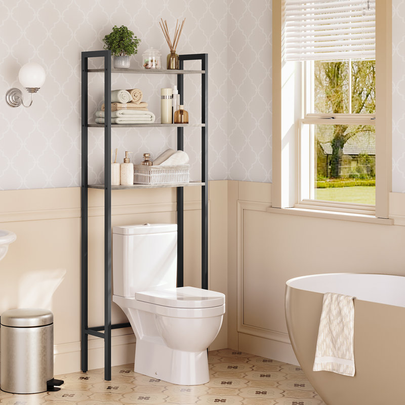 Appling Freestanding Over The Toilet Storage, Light Brown/Black
