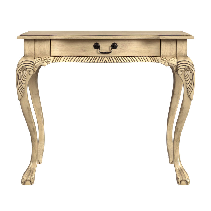 Bureau d'écriture traditionnel à 1 tiroir Yuliya, Beige antique
