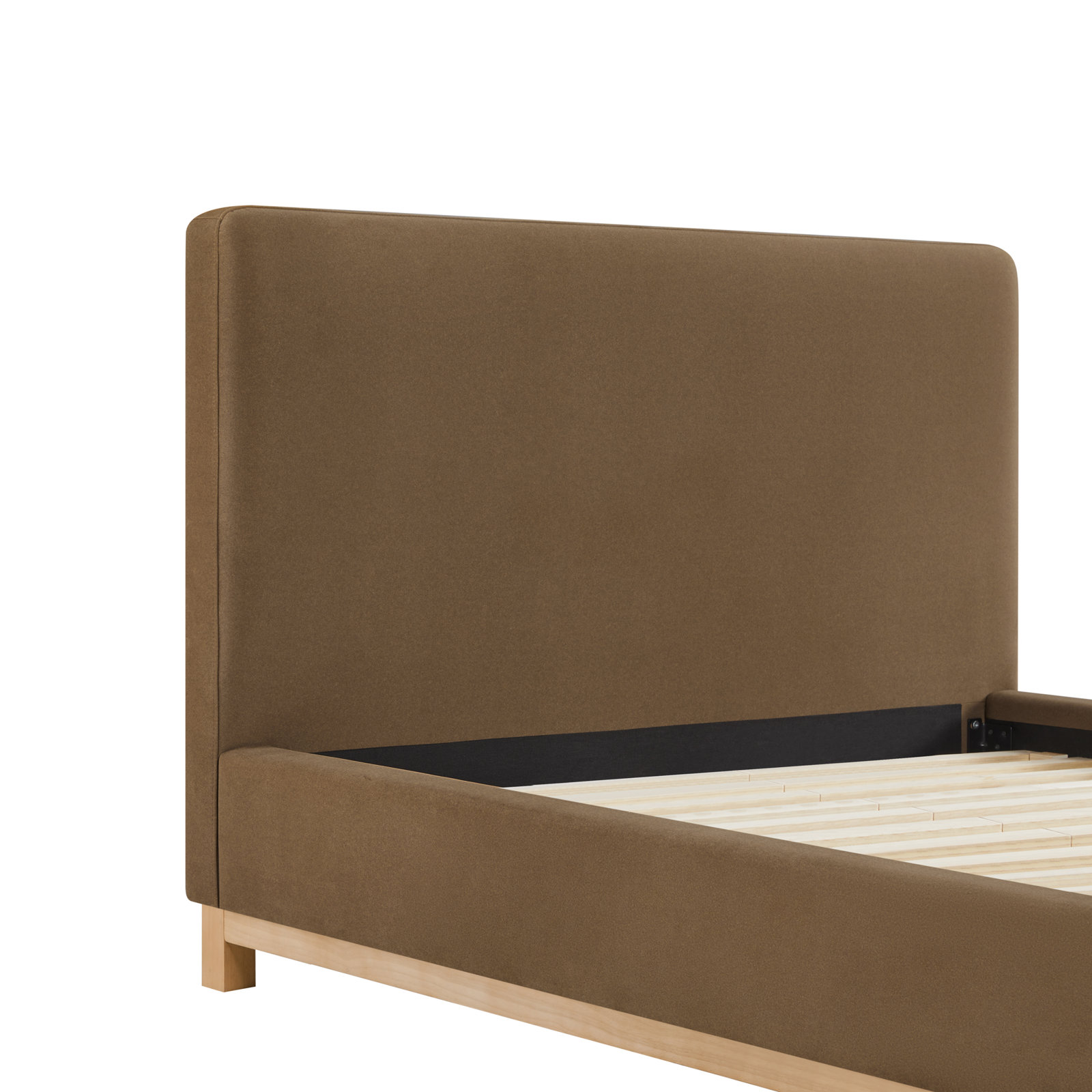 Velvet Upholstered Platform Bed, Vesper Tabbcco