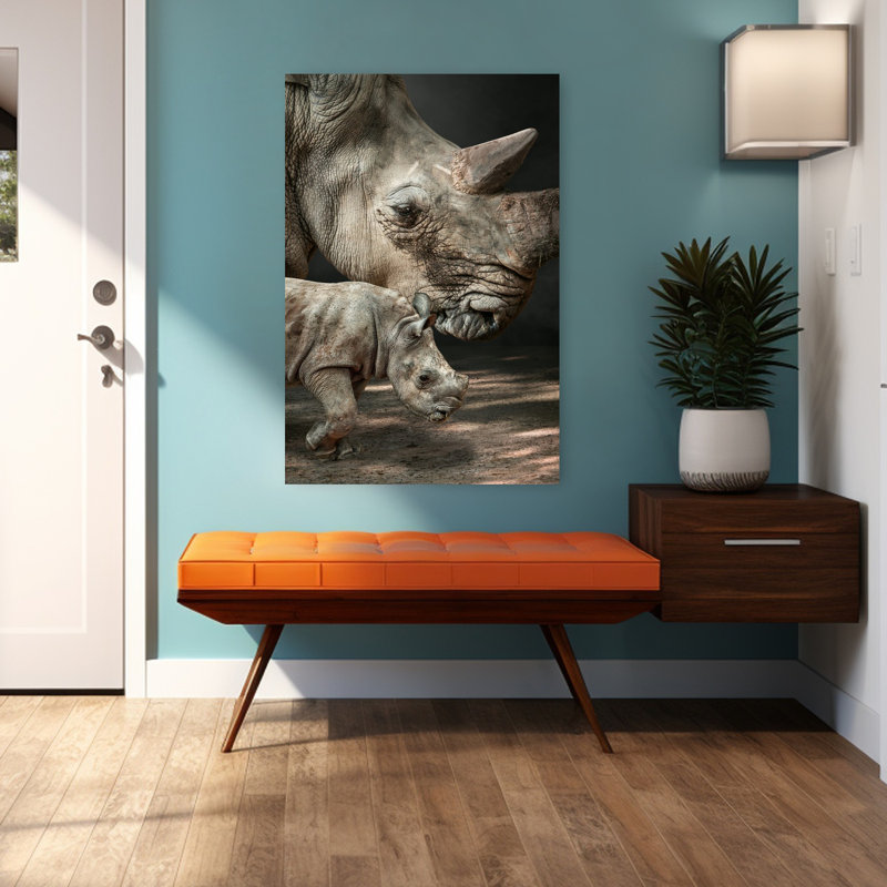 Rhinomom, art mural abstrait contemporain, H 48 po x l 32 po