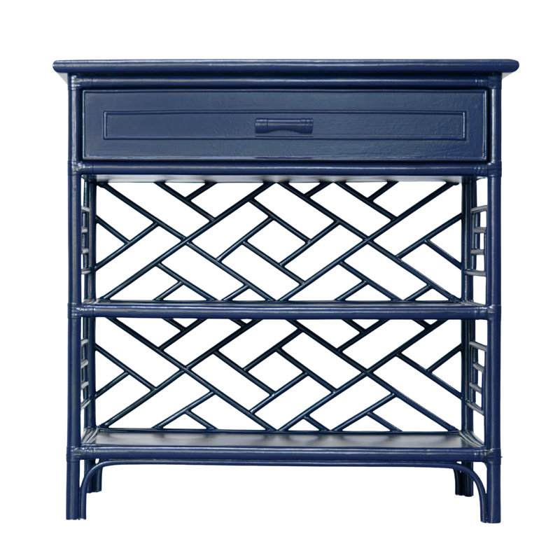 Chippendale End Table with Storage, Navy Blue