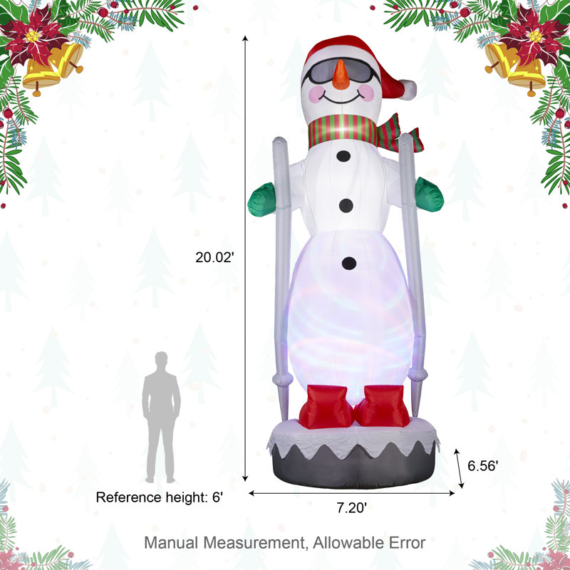 20FT Giant DISCO Lighted Inflatable Skiing Snowman
