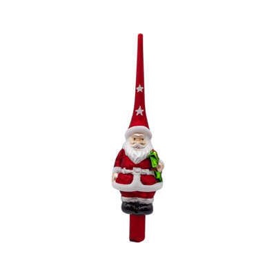 Décoration d'arbre de Noël en verre Kurt Adler, Père Noël, rouge, 30 cm