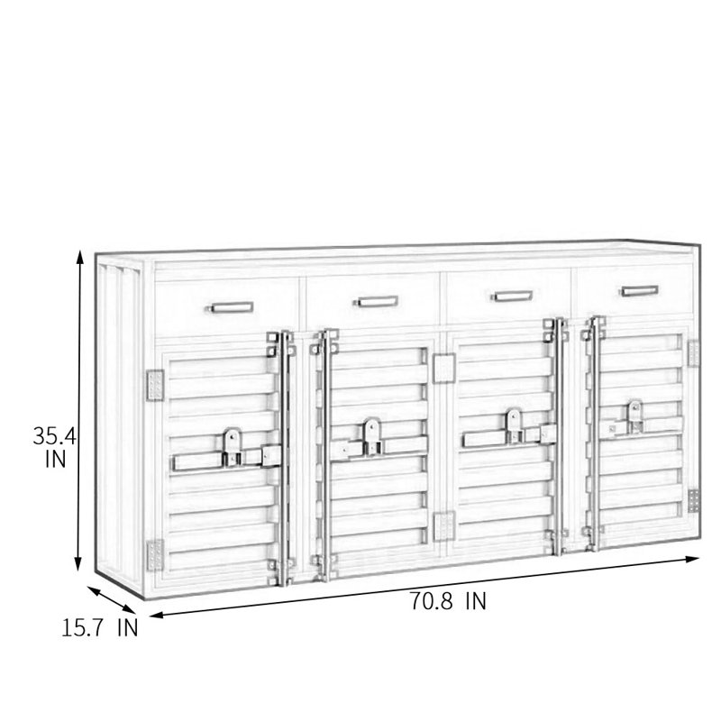 78.74'' Sideboard, Orange, 35.4" H x 70.8" W x 15.7" D