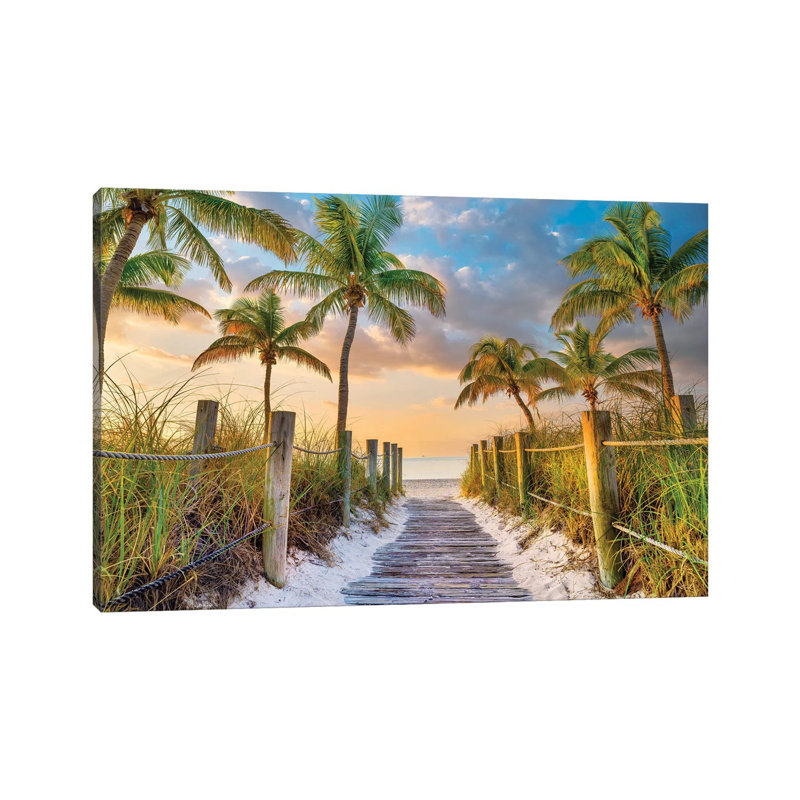Tropical Beach Sunrise Key West Florida by Susanne Kremer - Print on Canvas, 66.04cm H x 101.6cm W x 3.81cm D, Wrapped Canvas
