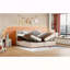 Lit tapissier hydraulique à très grand lit avec revêtement beige et grand rangement