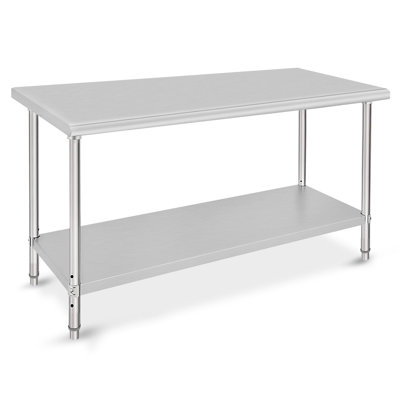 Stainless Steel Work Table with Adjustable Leveling Feet, NSF Commercial Heavy Duty Kitchen Prep Table with Adjustable Shelf , Metal Utility Table for Restaurant, Food Truck, Small Kitchen, Home Bar