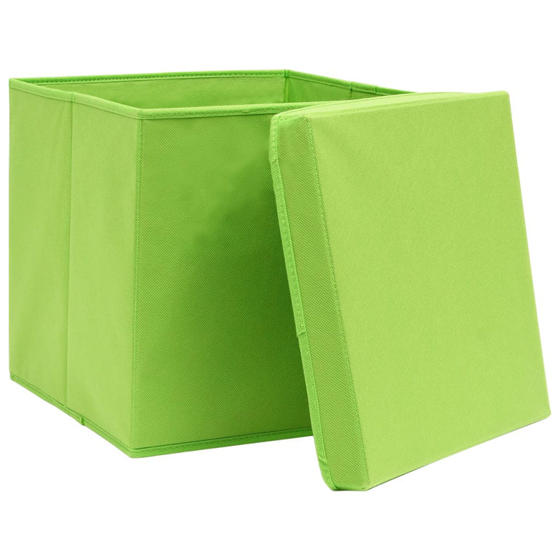 Storage Boxes with Lids Fabric, Green, 28cm H x 28cm W x 28cm D