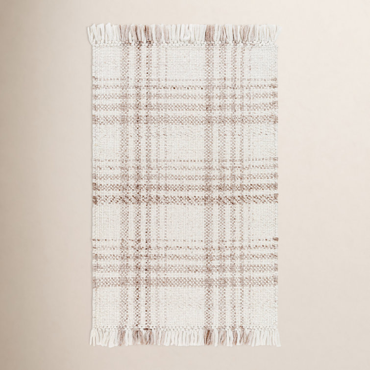 Cay Plaid Flatweave Recycled P.E.T. Indoor/Outdoor Area Rug in Taupe/Beige