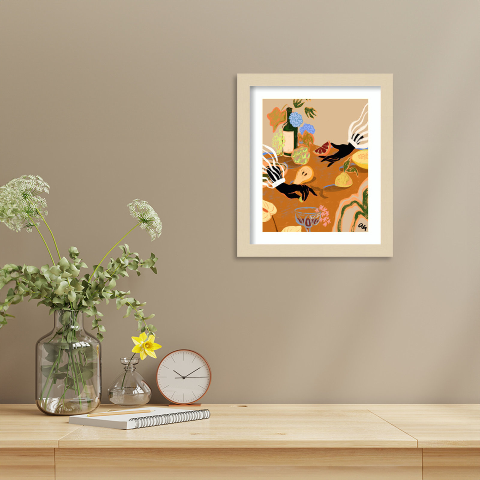Oberon "Handful of Love (Fruit)" Print, Brown, 13" H x 11" W