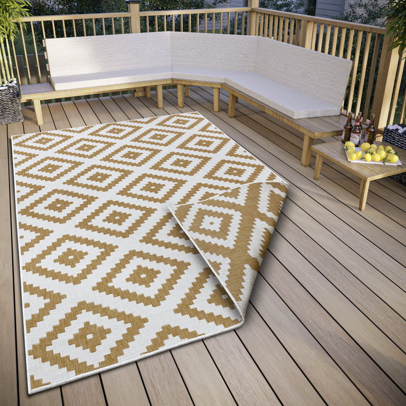 Reversible Flatweave Ocher/Ivory Rug, Rectangle 200 x 290cm