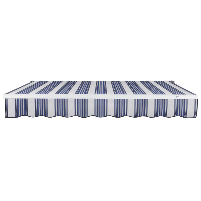 Auvent de patio rétractable Awntech Maui, Bleu marine, gris, blanc multicolore, Moteur à gauche, l 192 po x P 120 po