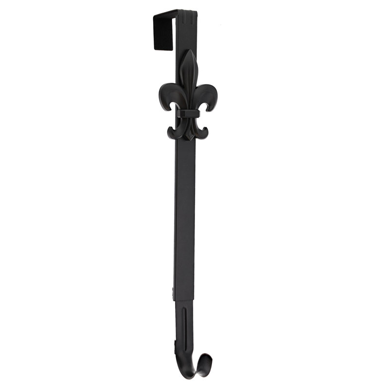 Adapt Adjustable Wreath Hanger with Fleur-de-lis Icon, Black
