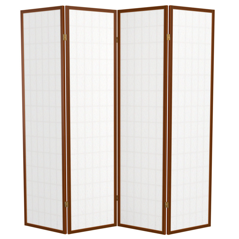 Paravent de cloison pliable 4 panneaux Ebern Designs, Noyer, 4