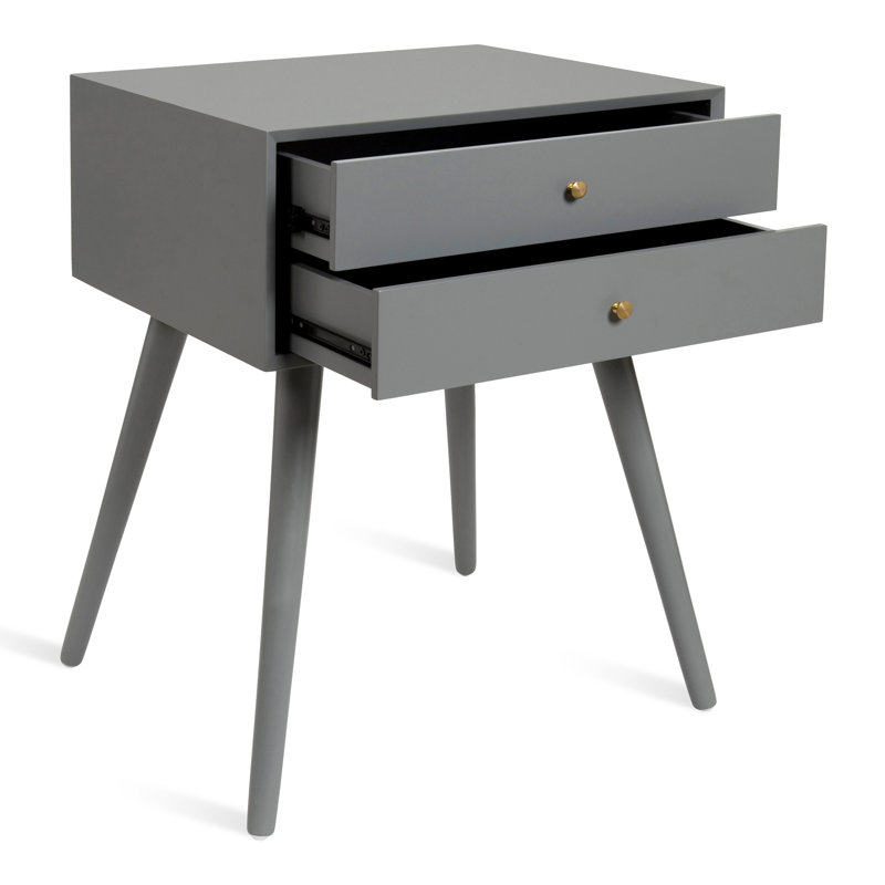 Table de chevet 2 tiroirs Ottman, Gris
