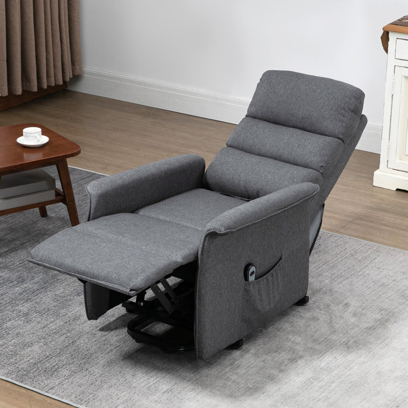 Fabric Lift Chair with Remote Control, Gray, Power - Remote, Yes