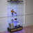 Modern Glass Display Cabinet With Large Drawers,Quick-Assembly Antique Cabinet With LED Lights,Tempered Glass Bookshelf,2-Door Storage Case With 4 Shelves For Living Room And Bedroom,Black And Natural-386424758