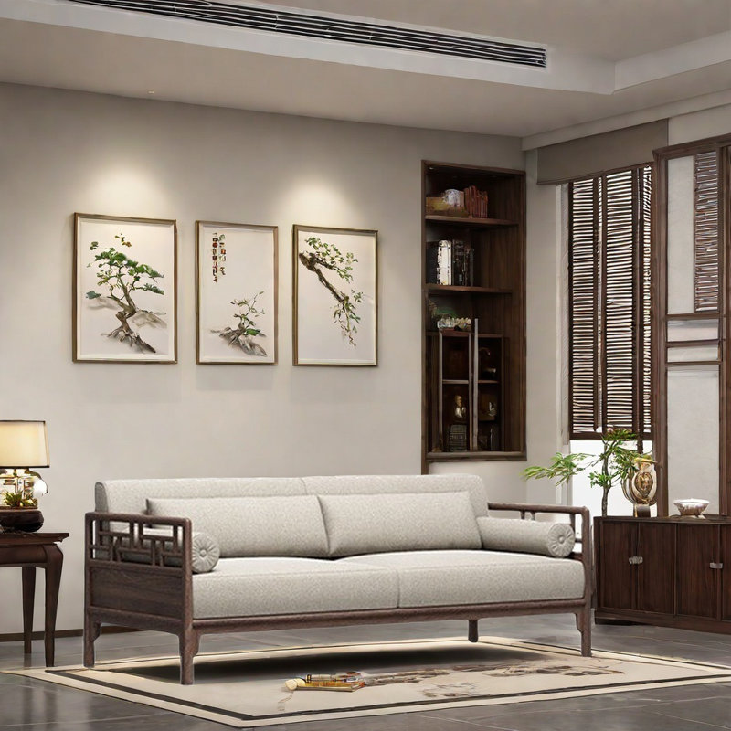 Nouveau canapé simple de style chinois, H 32,28 po x l 62,99 po x P 32,28 po