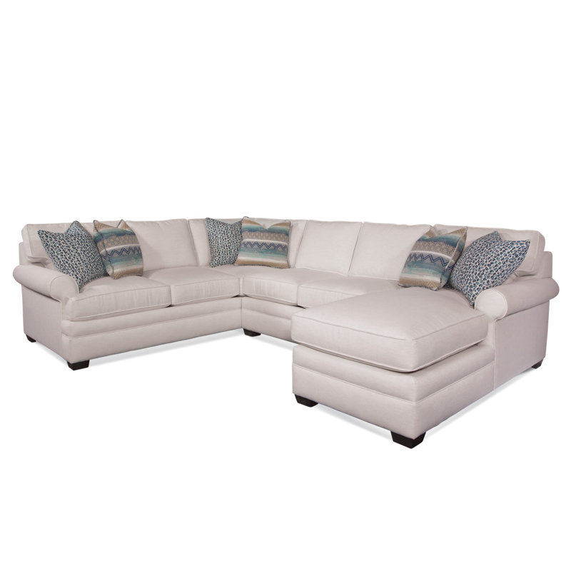 Kensington 3 - Piece Chaise Sectional, Right Hand Facing, Havana, Pink Chenille/Velvet Solid; 0809-14
