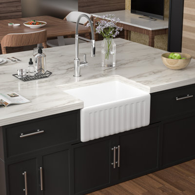 24"L x 18"W Farmhouse Apron Ceramic Kitchen Sink Rectangular Single Bowl Kitchen Sink