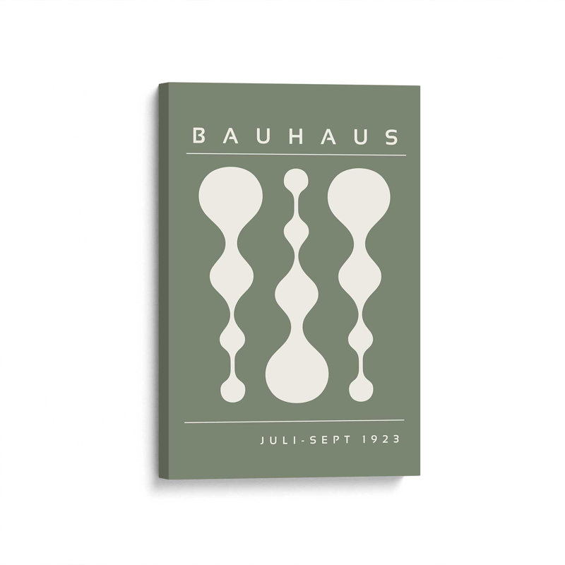 Affiche verte rétro Bauhaus II, H 36 po x l 24 po x P 1,25 po, Toile tendue, Toile tendue