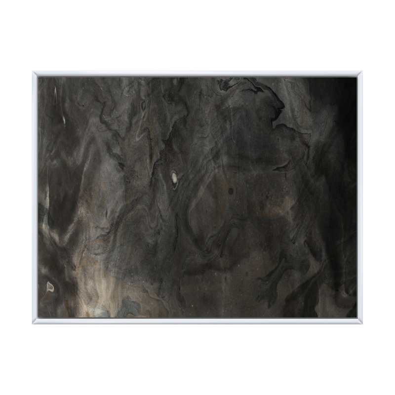 Impression sur toile «Flavour Art Waves In Shades Of Black II», H 8 po x l 12 po x P 1 po, Cadre flottant blanc