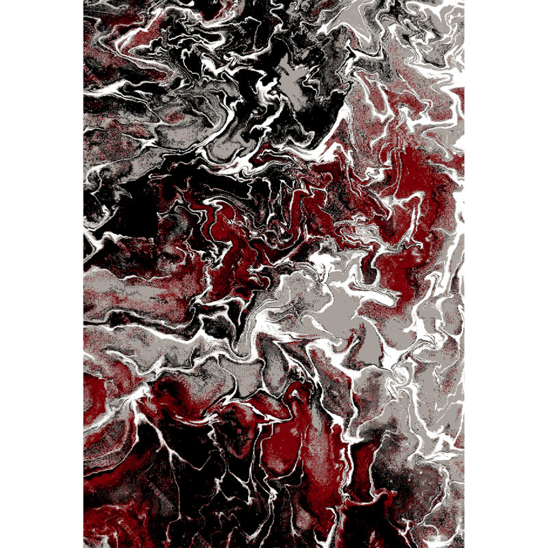 Galaxy Series Abrstract Black/Gray/Ivory/Beige Area Rug, Rectangle 7'9" x 10'2", Red
