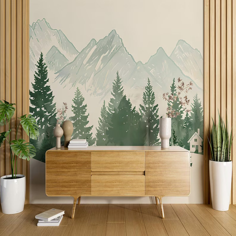 Papier peint Soft Forest Mountains, L 8 po x l 108 po