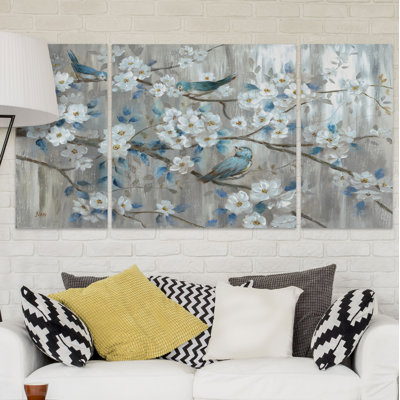 " Teal Birds " 3 - Pieces