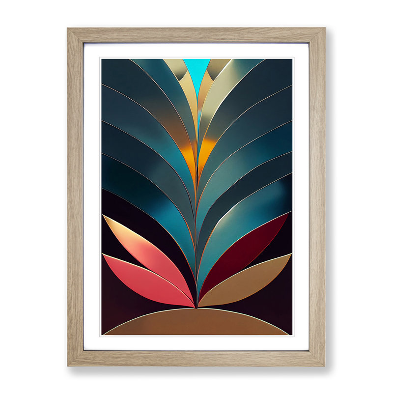 XV1022-4022X Special Abstract Feathers No.5 - Single Picture Frame Print, 34cm H x 25cm W x 2cm D, Oak