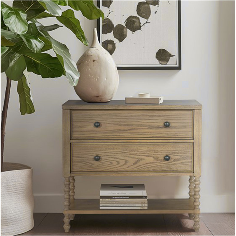 Commode d'appoint 2 tiroirs Naturel Voir ci-dessous