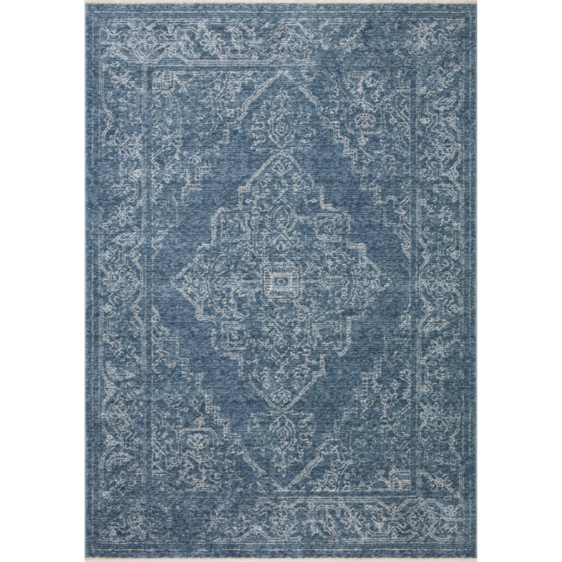 Vance Denim and Dove Rectangular Wool Blend Area Rug