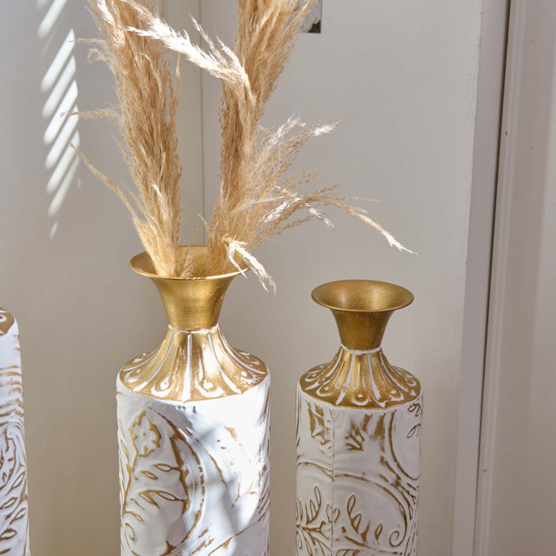Ensemble de vases artisanaux 3 pièces avec motifs en relief uniques pour une décoration élégante