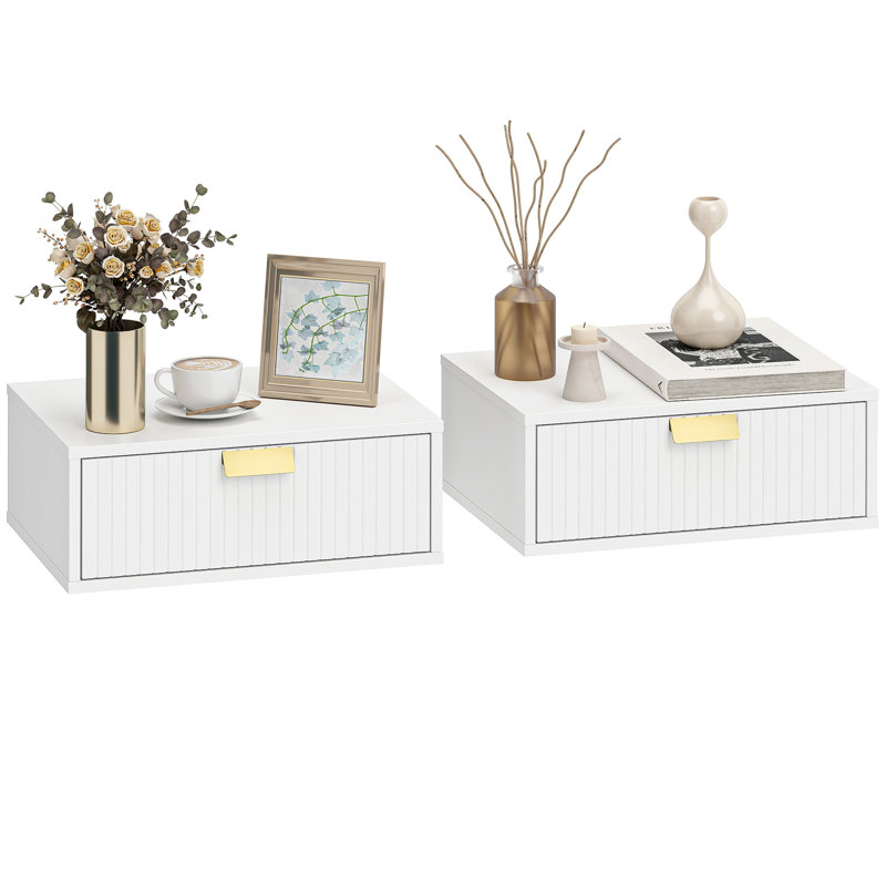 40cm W Manufactured Wood Bedside Table, White