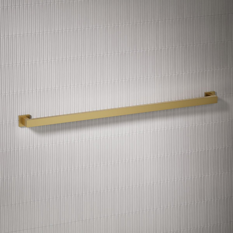 Square Metal Grab Bar for Shower, Bathroom Safety Grab Bar, Tub Rail, 36" W, Vibrant Brushed Moderne Brass