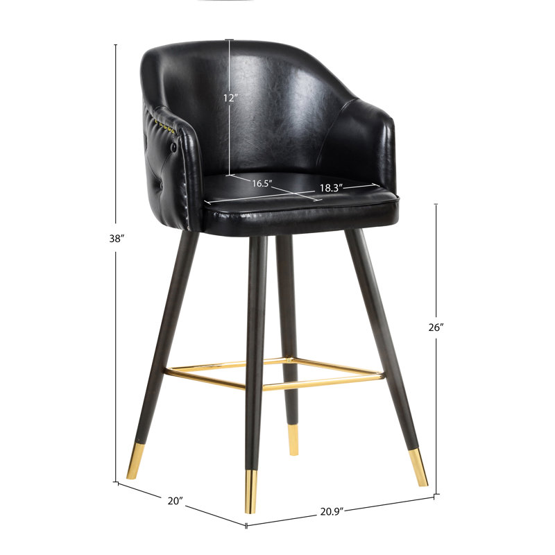 Eldredge 27.9'' Counter Stool, Black Vegan Leather