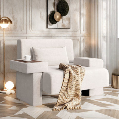 Chaises d'appoint modernes de 48 po de largeur avec accoudoir console de rangement pour le salon, fauteuil club capitonné élégant pour la chambre à coucher