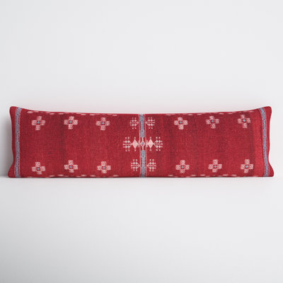 Ise Embroidered Wool Lumbar Throw Pillow