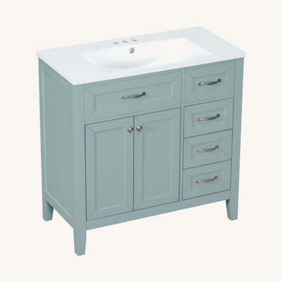 36" Bathroom Vanity With Sink Combo, Bathroom Cabinet With Drawers, Solid Frame And MDF Board