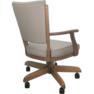 Leather Solid Wood Dining Caster Chair