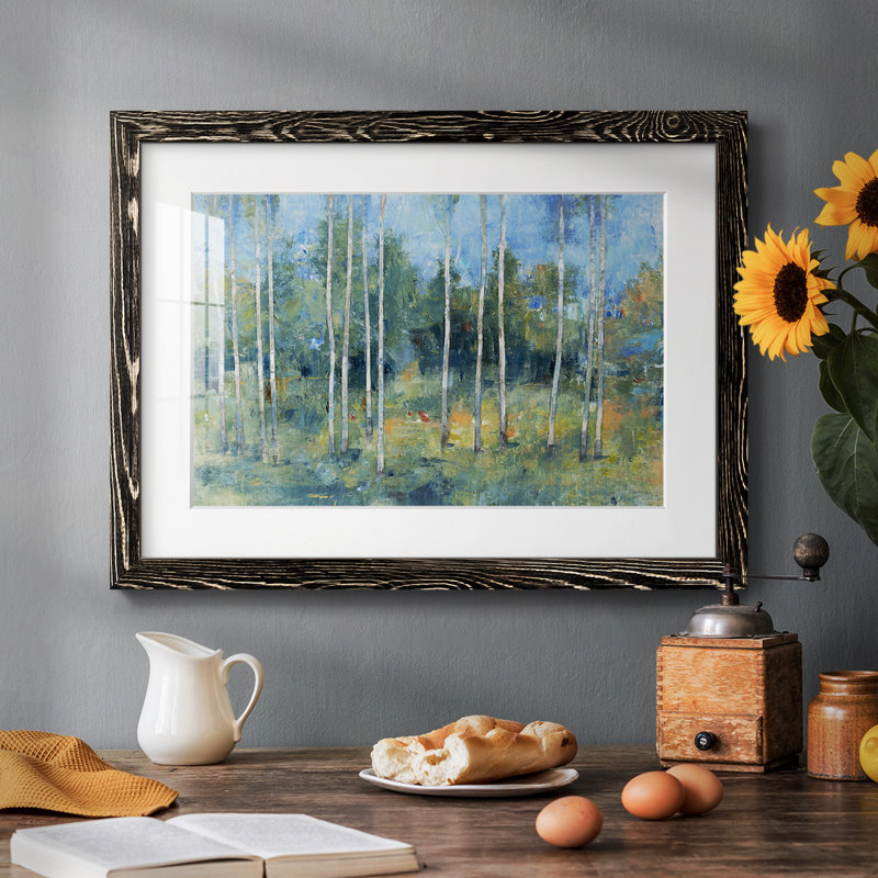 Woodland View I - Art mural mural mat et encadré sous verre, grand salon, Noir, H 28 po x l 42 po x P 1,5 po