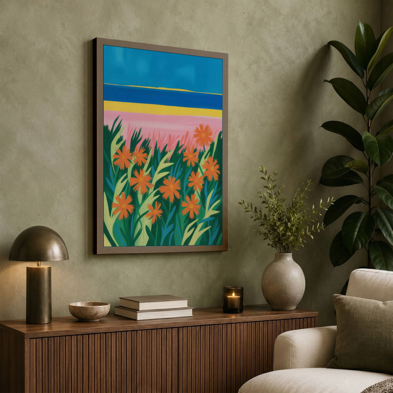 Wildflower Fields Botanical 1 Piece Wrapped Canvas Wall Art, 30x20 - 76.2 x 50.8 cm, Sage Border