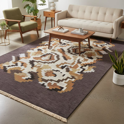 Tapis brun à motif abstrait Pixelated Artisan