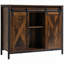 Buffet industriel avec portes de grange coulissantes, tablettes réglables, brun rustique