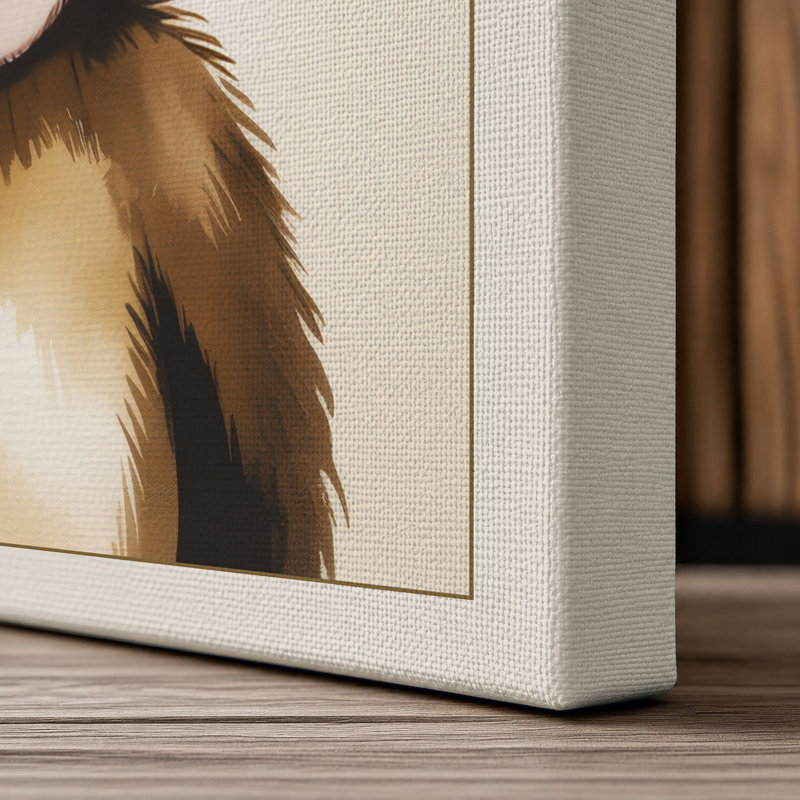 Chimpanzee Gaze Modern - Wrapped Canvas, 30x20 - 76.2 x 50.8 cm, Cream Border