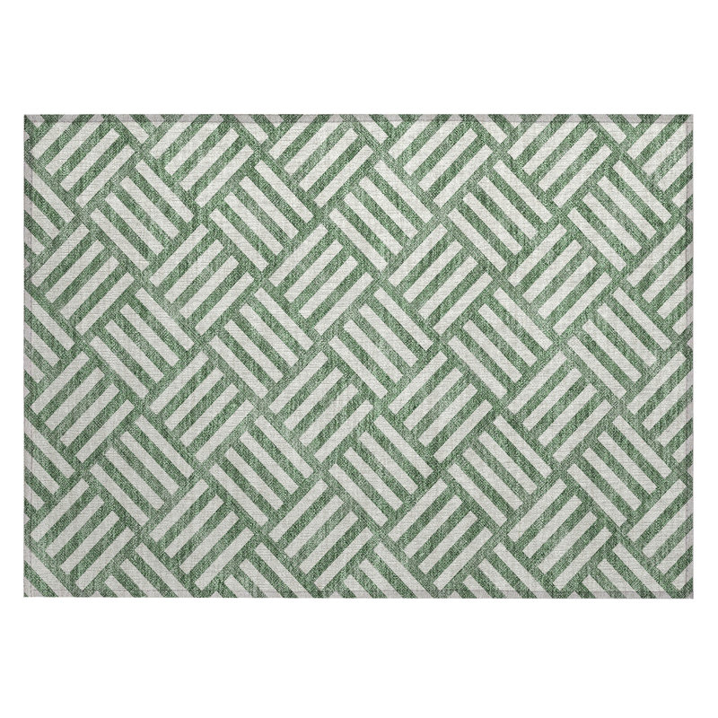 Loreen Flatweave Washable Geometric Indoor / Outdoor Rug, Rectangle 1'8" x 2'6"
